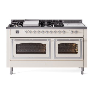ILVE Nostalgie II Noblesse 60 in Dual Fuel Range 7 Burner, Griddle, Frenchtop