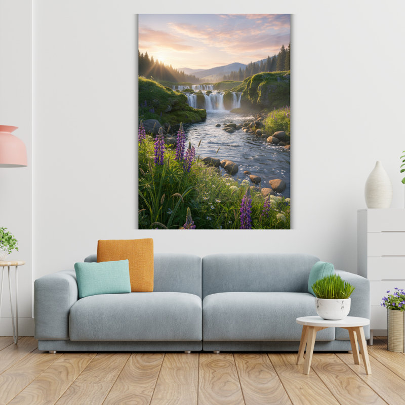 Art mural en verre trempé montagne, H 24 po x l 18 po