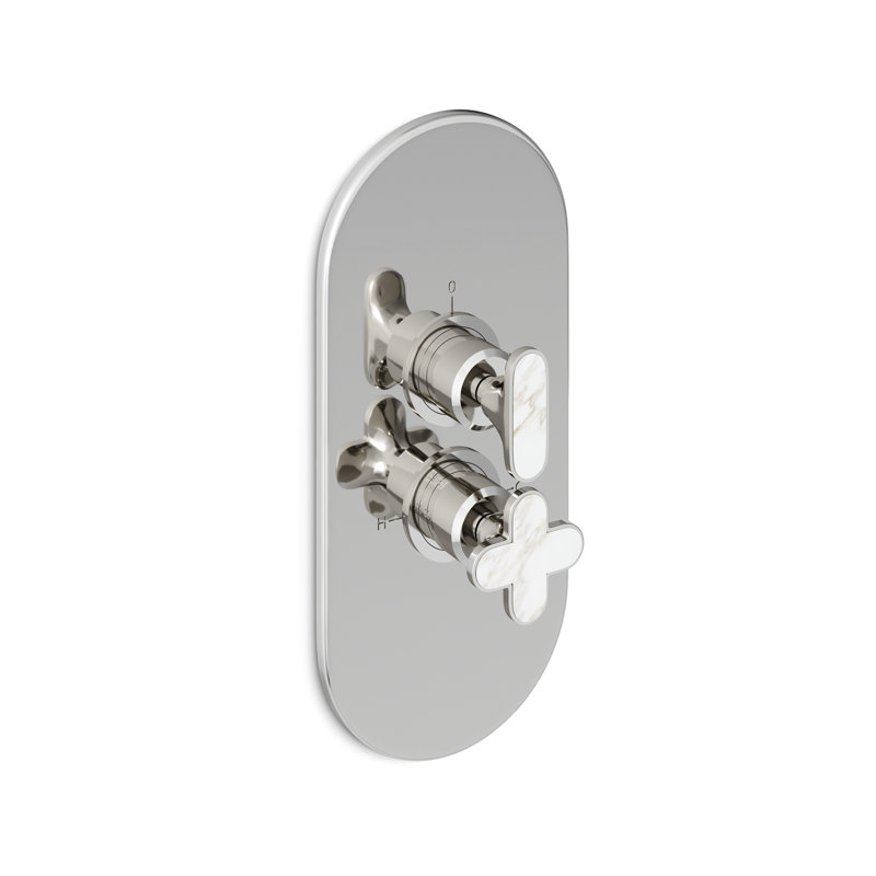 Twenties 2-Way Thermostatic Mixer, 14K Gold/Bianco Carrara
