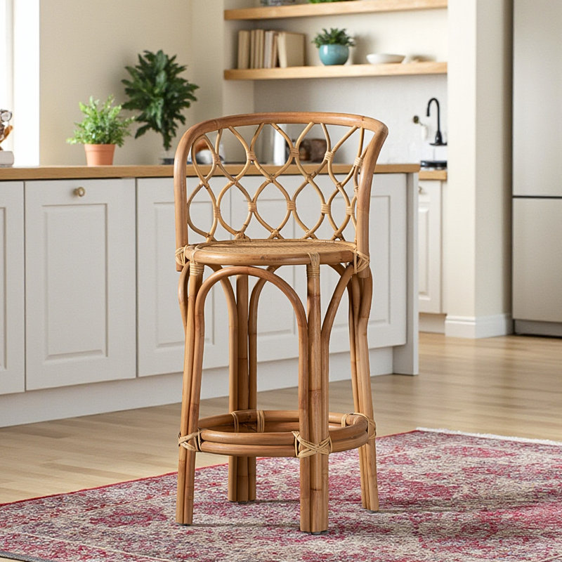 Sage Modern and Contemporary Rattan Counter Stool, Natural 36.75'' H X 16.8'' W X 20.86'' D
