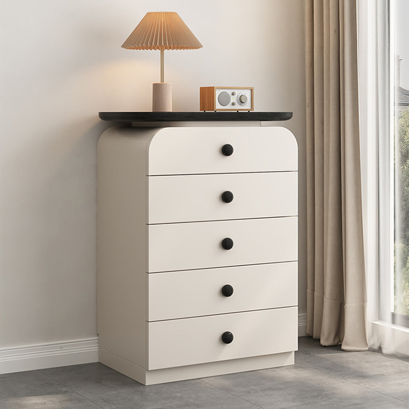 Minimal Wooden 5 Drawers Accent Chest, Black
