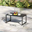 Table basse d'extérieur, table de patio avec plateau à lattes, noir