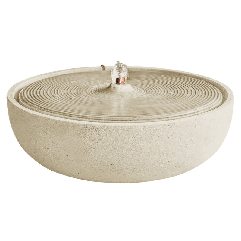 Fontaine ondulée en béton, H 5,5 po x l 14,25 po x P 14,25 po, Roche calcaire française