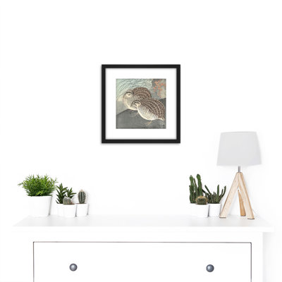 Two Quail Full Moon Japanese by Ohara Koson - Single Picture Frame Painting