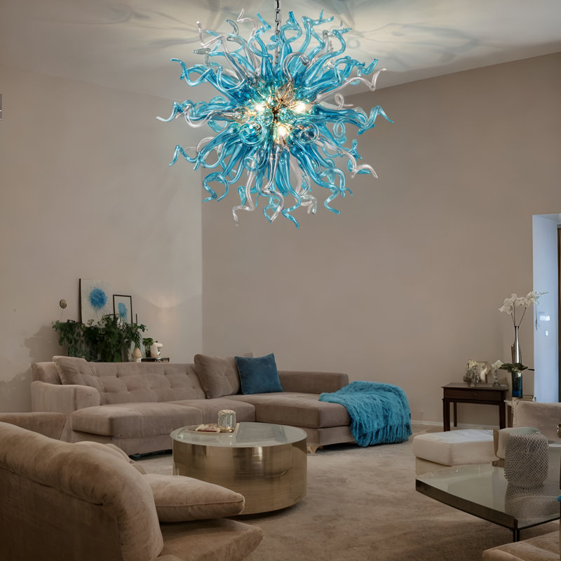 Lustre en verre soufflé à la main de luxe Morden pour le salon, la chambre à coucher et la salle de réception 