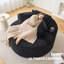 Chaise longue ronde intérieure, canapé circulaire profond en velours côtelé avec porte-gobelets-317274446