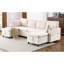 Lit modulaire beige avec rangement et confort. 111,8 po de long, 4 ports, porte-gobelets. Caractéristiques pratiques en chenille et velours côtelé. Rangement,