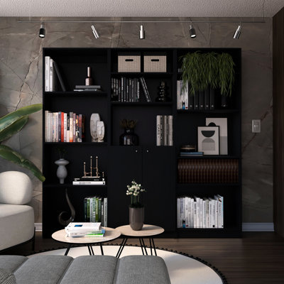 Black 3 Living Room Bookcase Group - Spacious Storage With A Contemporary Flair 3 , Finish Attractive And Practical