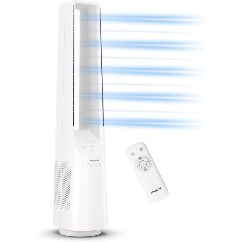 Emperial 40" Bladeless Tower Fan - Powerful Airflow, 5 Operating Modes, 6 Speeds & 60 Degree Oscillation with Remote Control