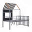 Lit mezzanine en métal avec toit, fenêtre, garde-corps, échelle argent