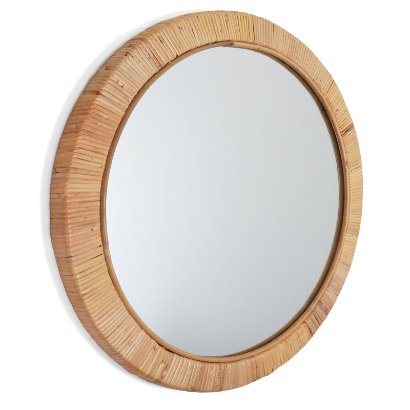 Navarrette Rattan Round Wall Mirror, 22" x 22", 1 Pack