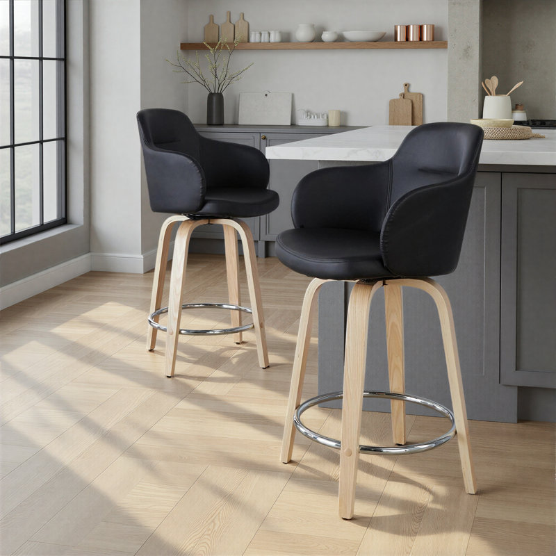 Tabouret de comptoir 24 po Boyne, Noyer / noir, Gris