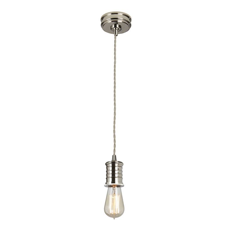 Luminaire suspendu pour une seule ampoule 1 lumières Villela, Nickel poli