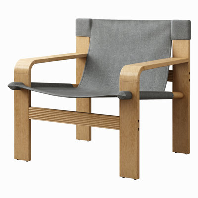 Fauteuil d'appoint Mid-Century détachable et lavable en chêne avec accoudoirs larges et structure en bois massif pour le salon, la chambre à coucher et le balcon (gris foncé)