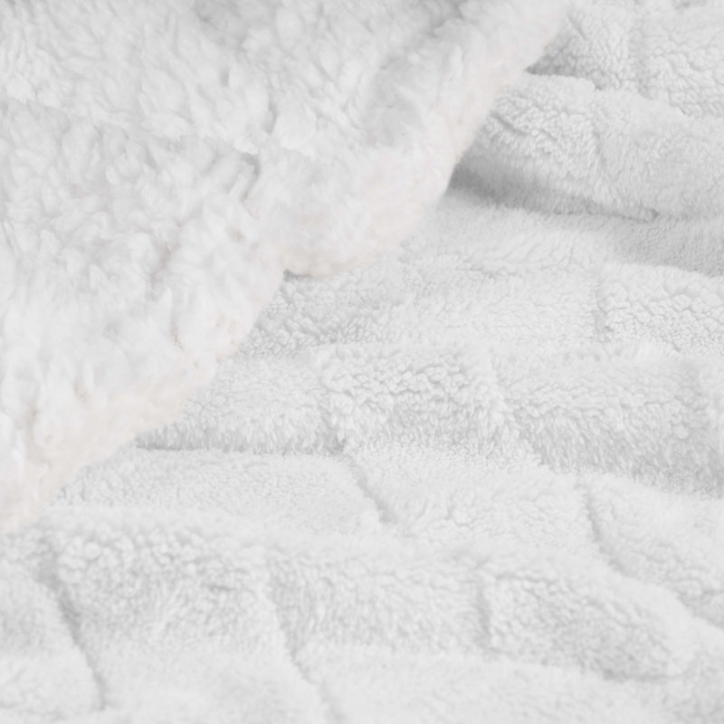 Literie moelleuse réversible de qualité supérieure Sherpa, Jeté, Blanc