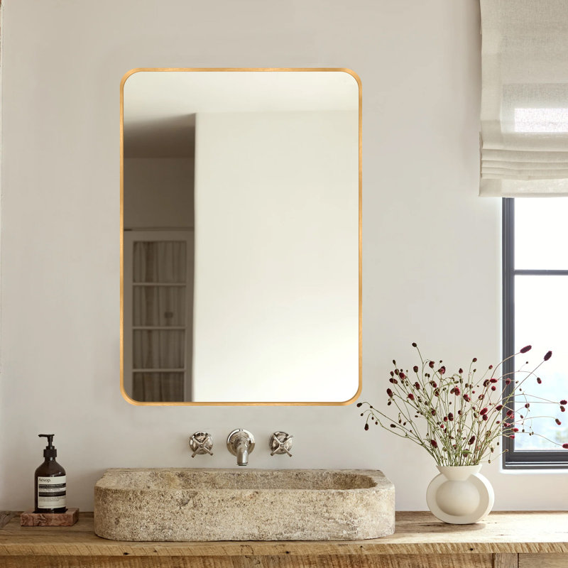 Miroir mural Viridiana, 30 po x 22 po, Or brossé