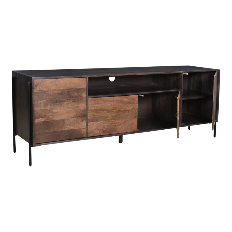 Tobin Media Console, Light Brown/Espresso/Black