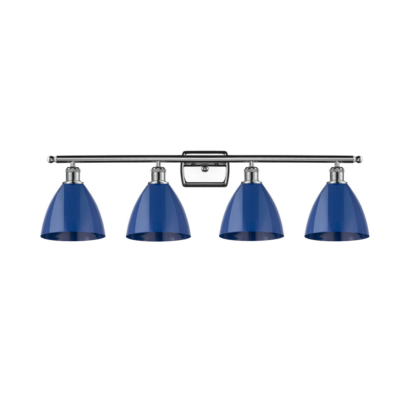 Éclairage pour meuble-lavabo à 4 lumières à intensité variable Amylee, Bleu, Chrome poli