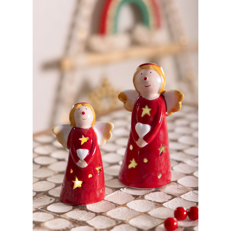 Elegant LED Lighted Decorative Object, 3.1 x 2.4 x 5.5 inches | Stunning Red and White 100% Ceramic Design | Perfect for Home Decor, Night Light, or Accent Piece | Unique Gift for Any Occasion