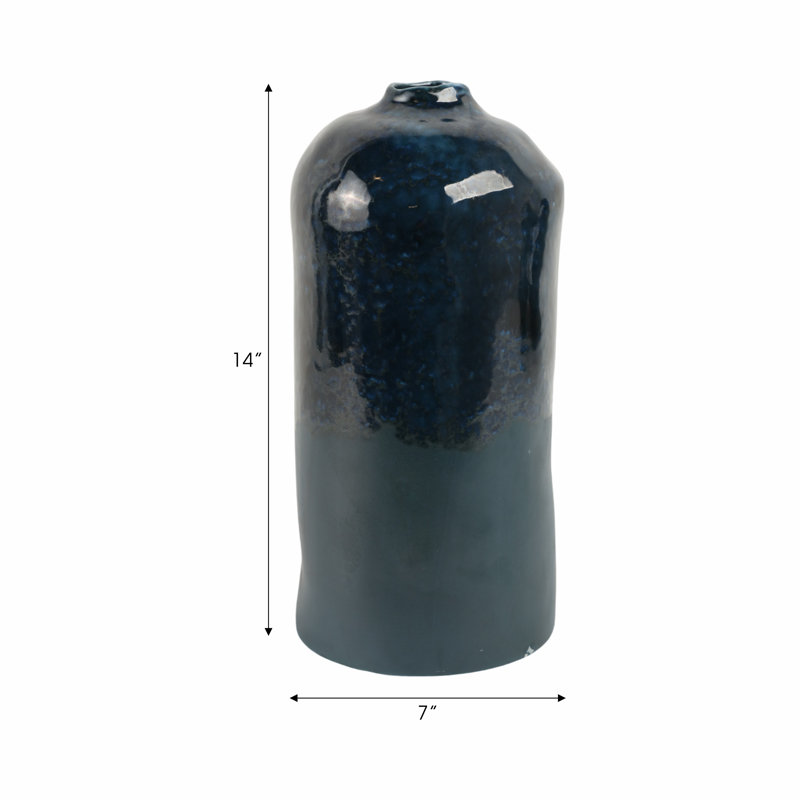 Handcrafted Pottery Earthenware Vase - Round Decorative Accent With Unique Glazed Detailing - Artisan Ceramic Design For Timeless Charm