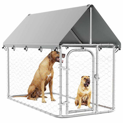 Chenil pour chien en acier galvanisé argenté pour l'extérieur