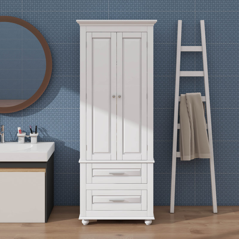 Grande armoire de rangement avec deux tiroirs pratiques, Blanc