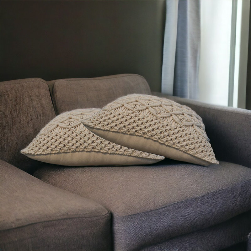 Connorville Geometric Square Cushion, Cream