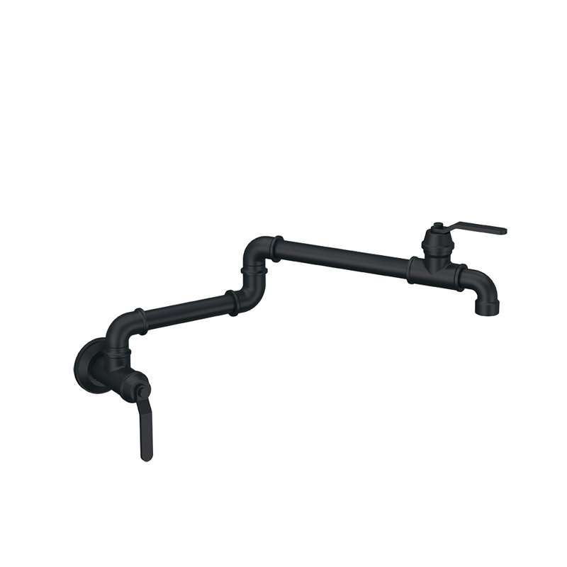 Kinzie Wall Mount Pot Filler, Satin Black