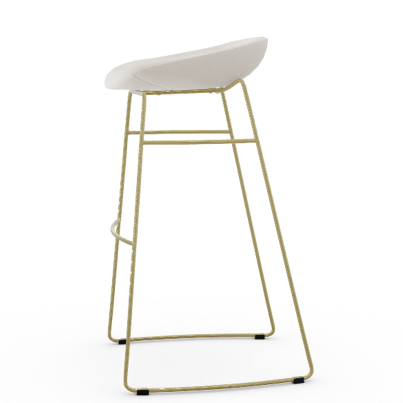 Palm Upholstered Backless Stool with Metal Frame, Skuba Optic White, Bar Stool (32.38” Seat Height)