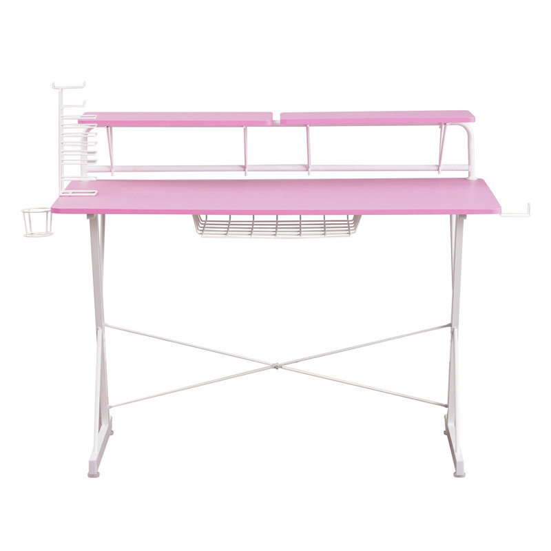 Bureau d'ordinateur avec tablette en carbone Techni Sport TS-200, rose