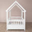 Twin Size Floor Wooden Bed With House Roof Frame, Fence Guardrails