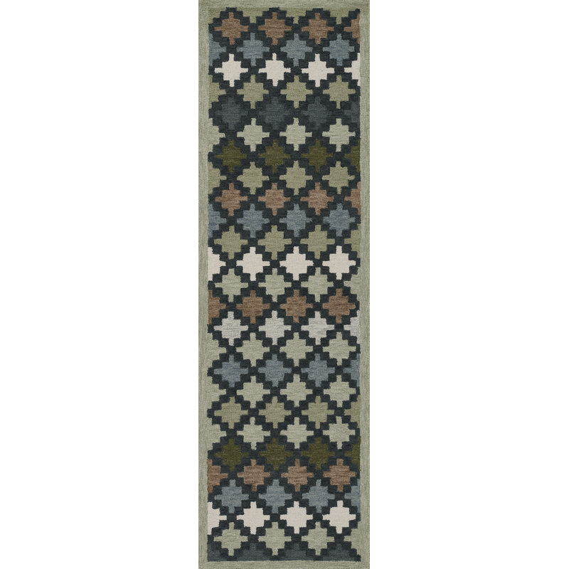 Abbott Erin Gates by Momeni Abbot Hand Tufted Wool Geometric Blue Area Rug, Runner 2'3" x 8'