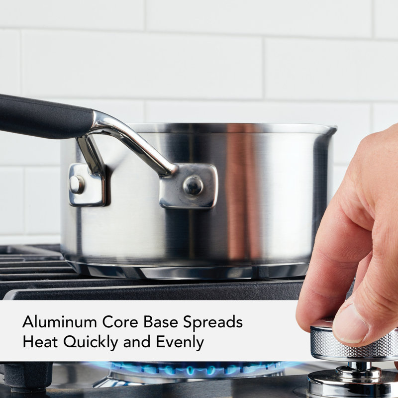 KitchenAid Stainless Steel Induction Sauce Pan with Pour Spouts, 1 Quart