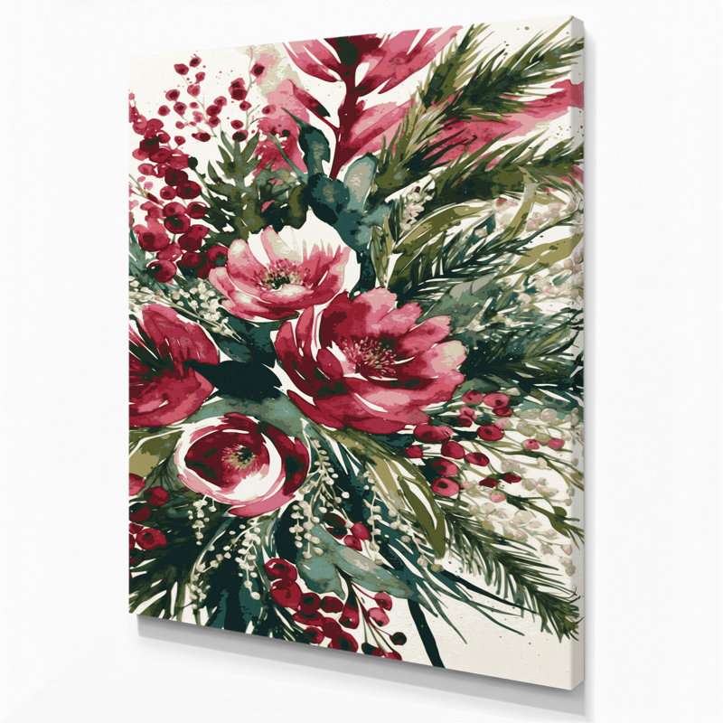 "Watercolor Floral 29", art mural sur toile brune, H 11 po x l 14 po