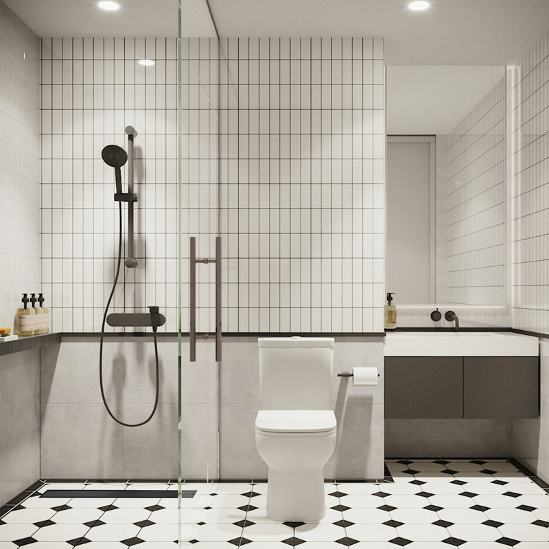 Linear Grid Stainless Steel Tile-In Shower Drain, Matte Black