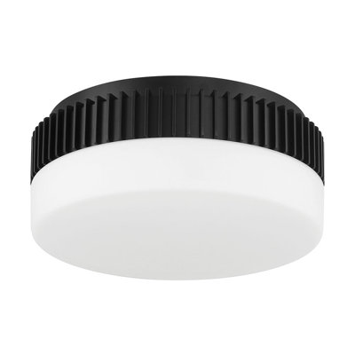 Plafonnier encastré, 12 po, noir mat, verre opale