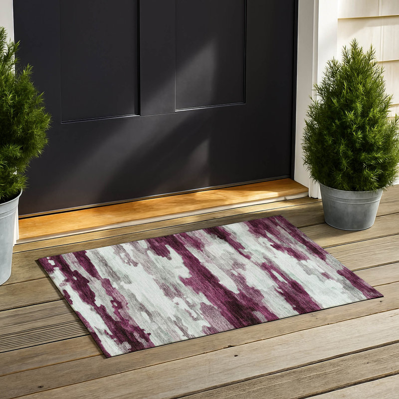 Machine Washable Indoor/Outdoor Chantille ACN2876 Abstract Rug, 2'6" x 3'10", Merlot