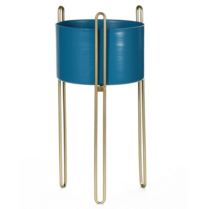 Cache-pot en métal, Bleu