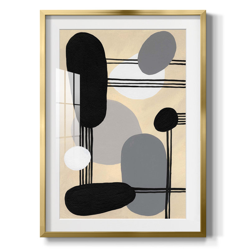 «Interconnected Shapes I», impression encadrée, H 25,5 po x l 17,5 po, Doré