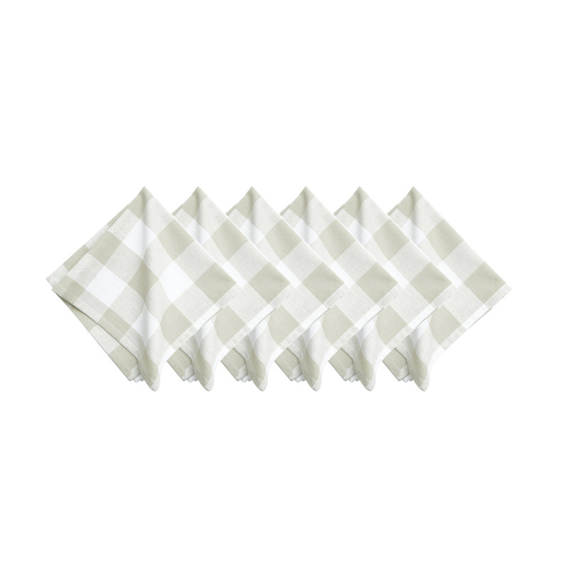 Bania Franklin Gingham Check Cotton Napkin, Pebble