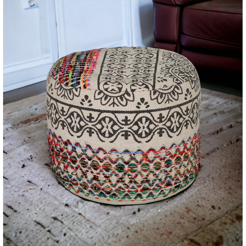 18" Multicoloured Cotton Blend Ottoman