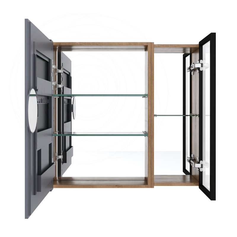 Armoire de toilette 29,63 pouces avec rangement, tablettes en verre réglables et organisateurs de porte