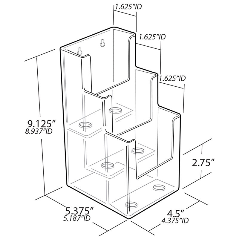 Clear Acrylic 12-Pocket Revolving Trifold Brochure Holder