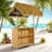 Hawaiian-style Bar Patio Set Included A Table With Canopy And Two High Stools