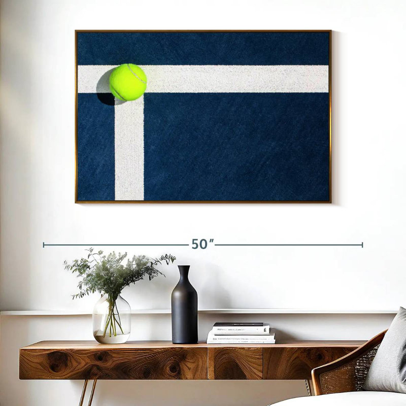 Cour de tennis, Cadre flottant doré, 40 po x 27 po