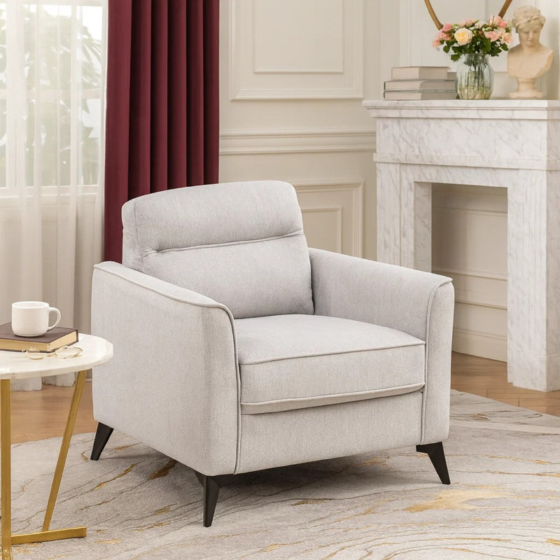 Fauteuil Teli, microfibre brun clair, pieds en métal noir, Brun clair clair