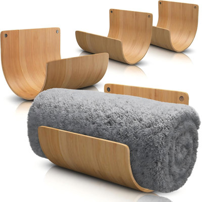 Bamboo Towel Rack Set of 4 Wood Towel Racks- Natural Bamboo