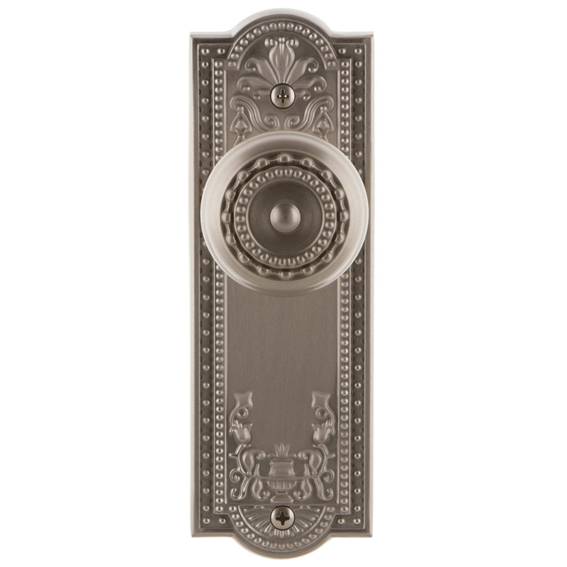 Grandeur Parthenon Plate Single Dummy with Parthenon Door Knob, Satin Nickel