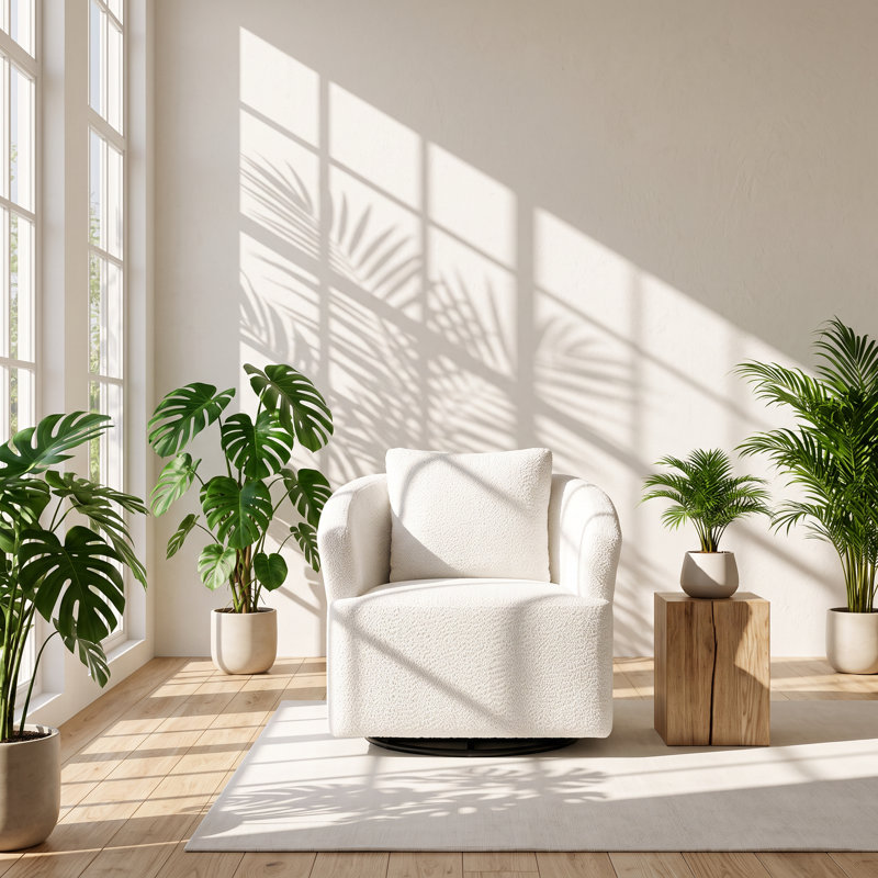 Fauteuil d'appoint moderne pivotant en tonneau pivotant à 360 degrés de l 54,33 po x P 37,79 po x H 33,07 po Modern