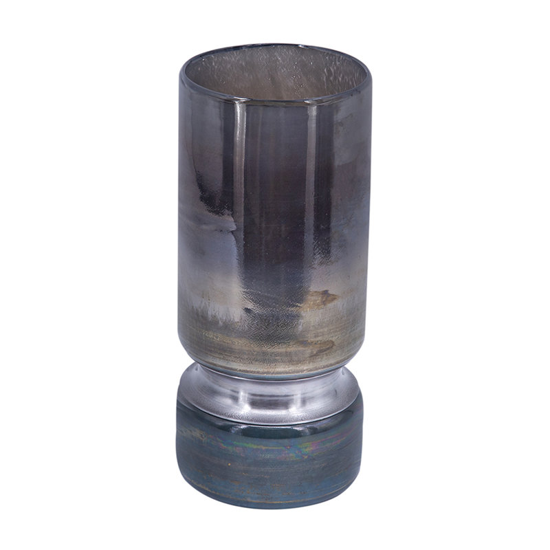 Aurian Glass;Steel Table Vase, 10.6" H x 4.7" W x 4.7" D